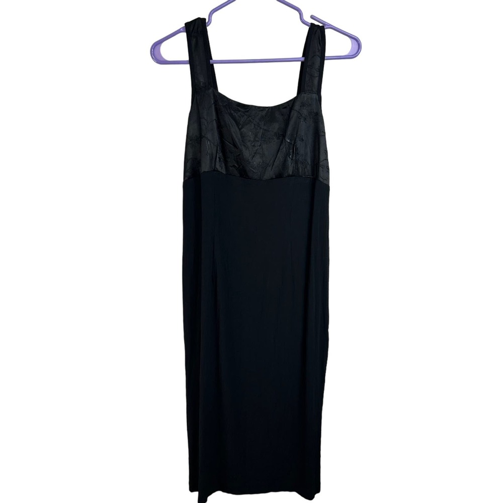 Vintage Black‎ Embroidered Top Slip Dress Women's Size 10